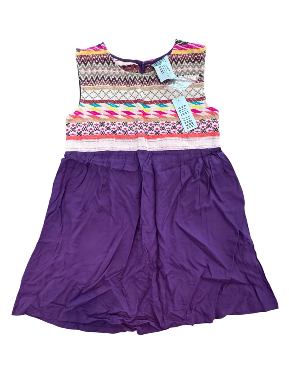 NWT Haute Hits tapestry empire-waist gathered purple skirt dress